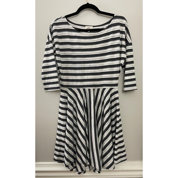 Anthropologie Black and White Striped Long Sleeve Dress - Picture 2 of 4
